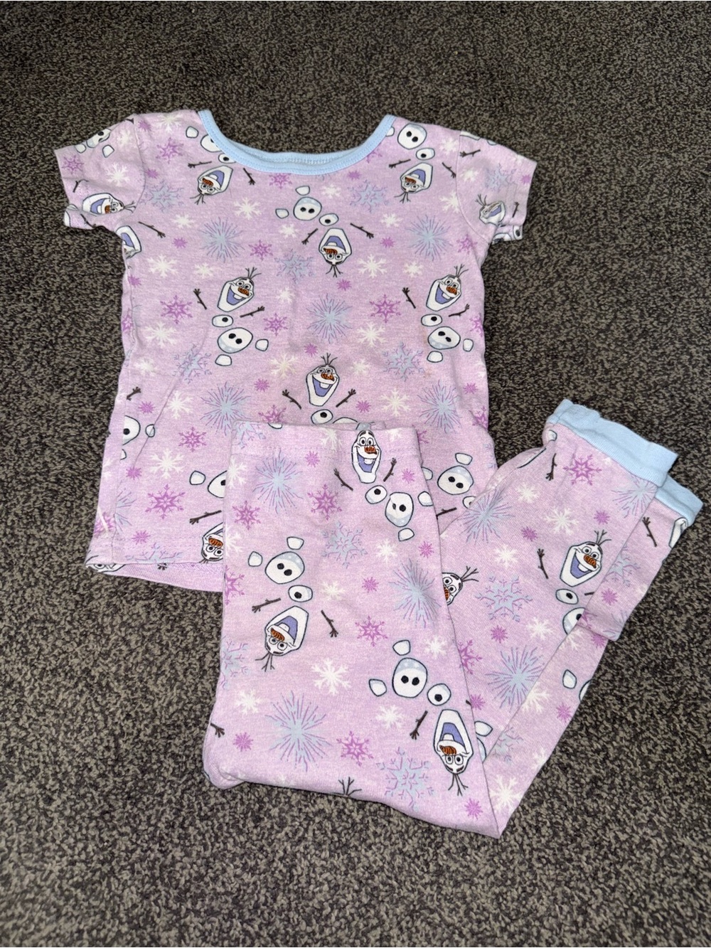 Disney Frozen II Olaf Girls Pajama Set Size 4T Pink Cotton Sleepwear PJ Set